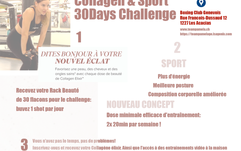 30 days Collagen & Sport challenge du 6 septembre au 6 octobre 2021